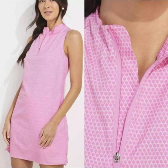 New! Vineyard Vines Sleeveless Golf Dress Pink Cloud forest Geo, size XS - Picture 16 of 16